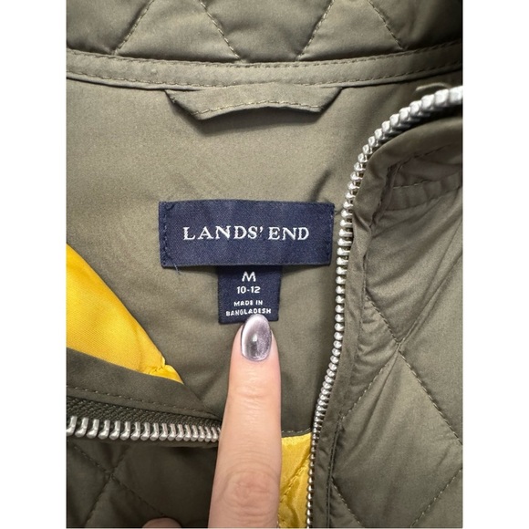 Lands' End Women's Quilted Bomber Jacket in Olive - Picture 2 of 5